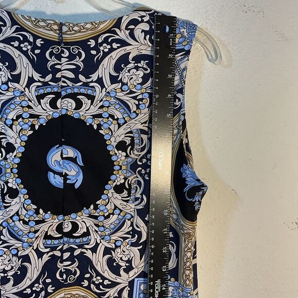 J McLaughlin Ladies Sheath Dress Small Blue Yellow White Print Catalina Knit - Picture 6 of 10